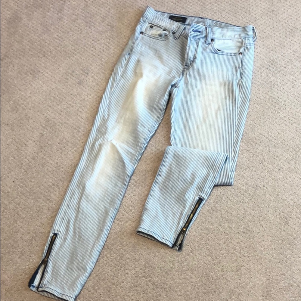 j. crew railroad striped ankle jeans